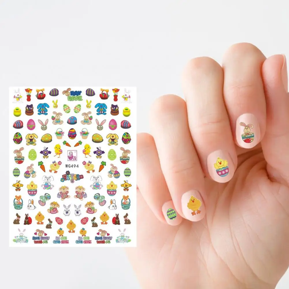 Fashion Chick Rabbit Cartoon Water Decal Various Styles Nail Sticker Easter Egg Nail Art Decor Sticker Nail Supplies