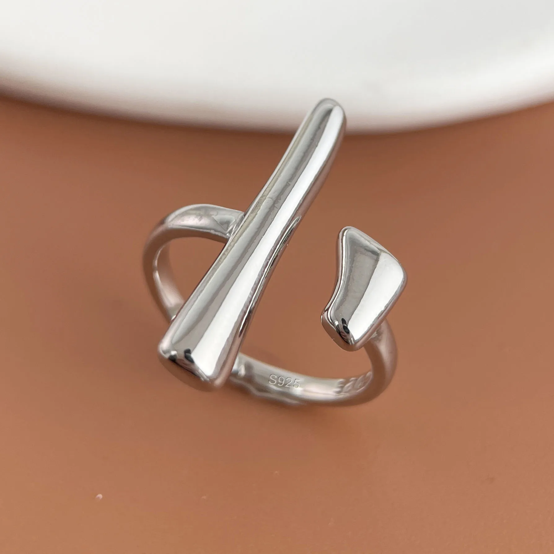 

925 Sterling Silver Rings for Women Couple Minimalist Handmade Simple Double Bar Ring Fine Jewelry Gift Prevent Allergy