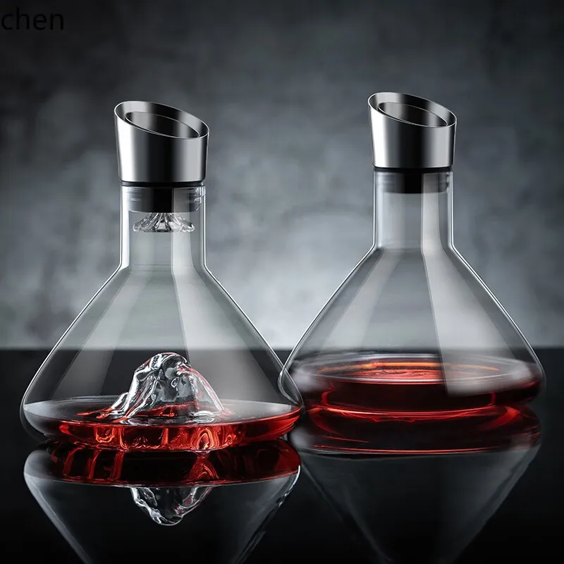 

Hxl iceberg waterfall decanter glass wine carafe filter wine dispenser