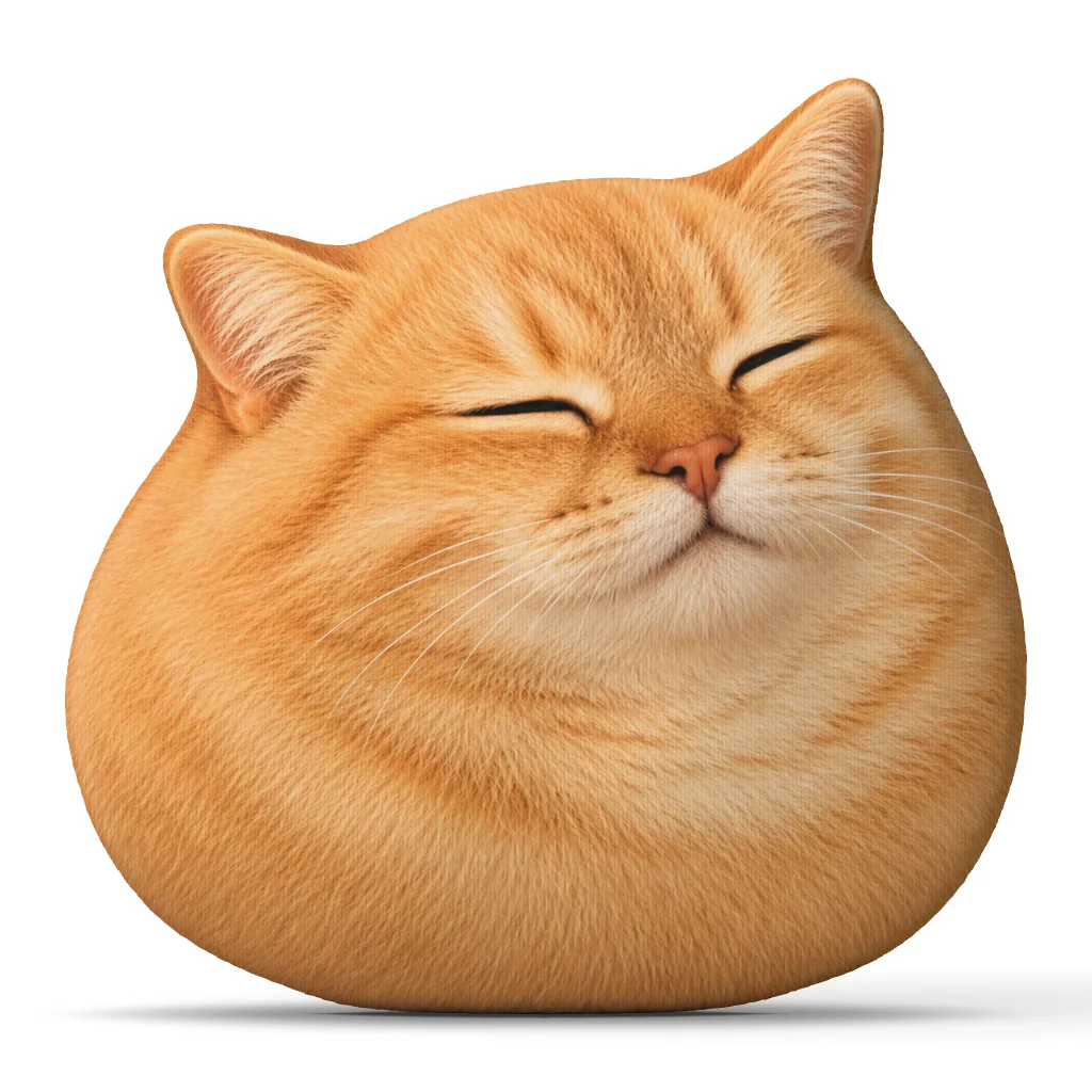 Chubby Ginger Cat Shaped Pillow Relaxed Kitty Cushion Stuffed Throw Pillow Cat Lover Gift Sofa Home Decor Bedroom Accent