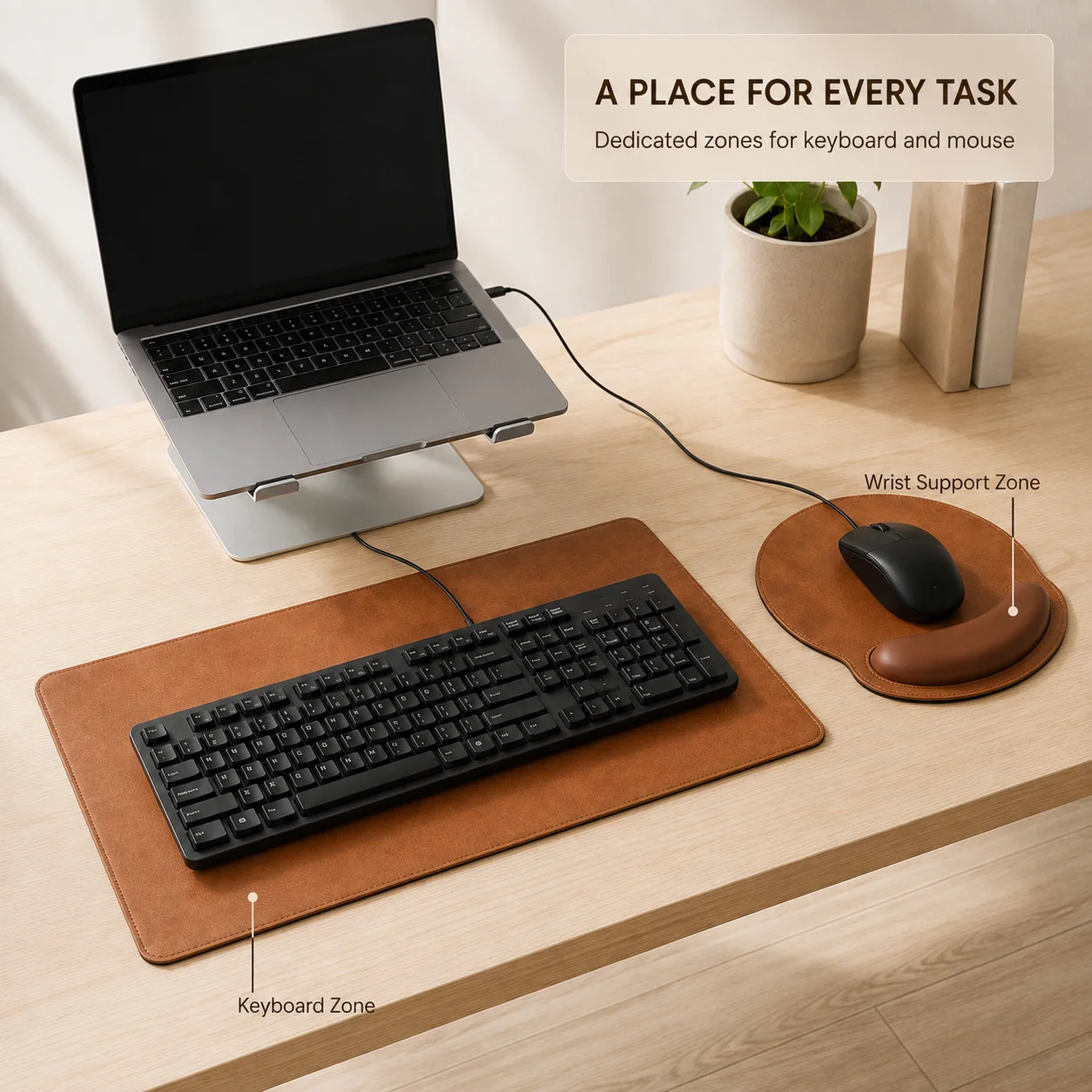 Wrist Rest Ergonomic - طقم وسادة لوحة مفاتيح من الجلد