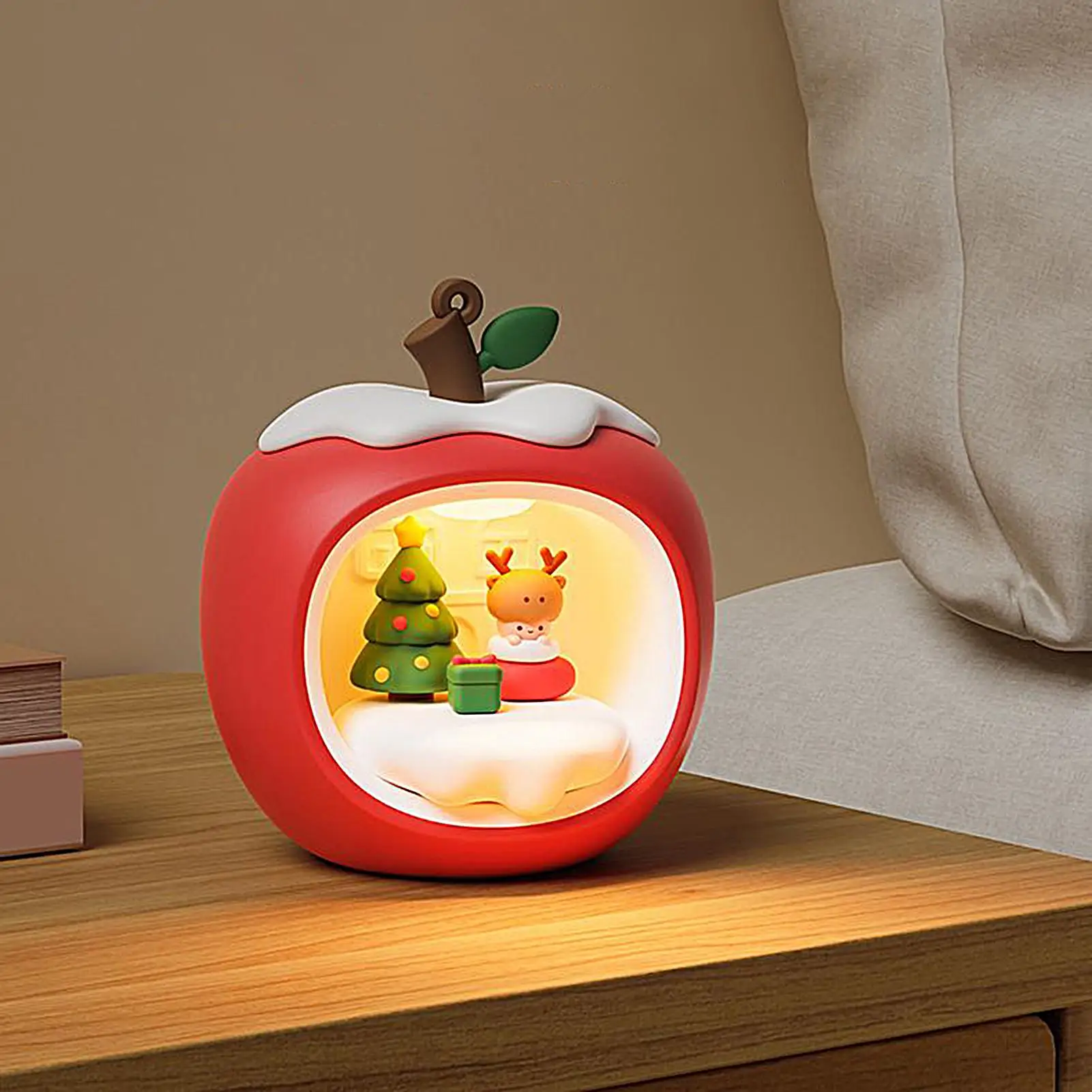 Lanterna notturna di Natale a forma di frutta Decorazioni natalizie Luce notturna Lampada di ricarica USB dimmerabile per le coppie al coperto delle vacanze invernali