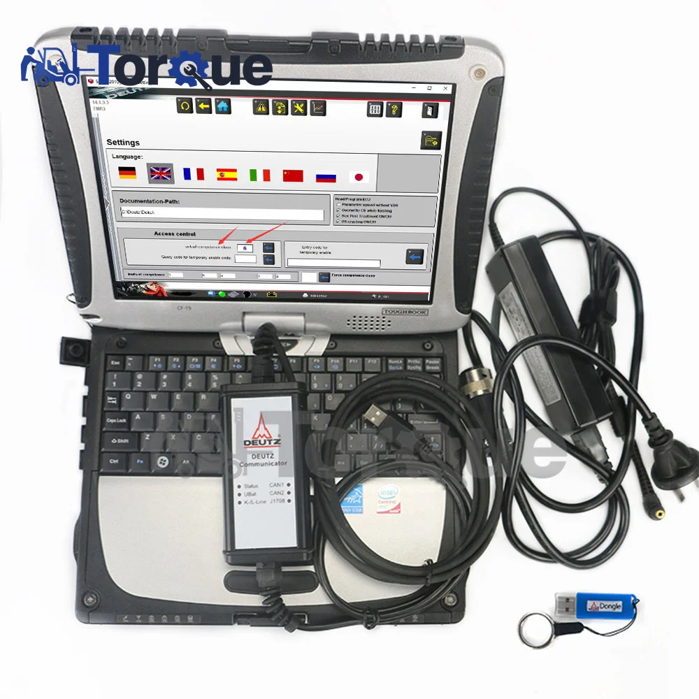 Thoughbook CF19 laptop for Deutz LEVEL 6 SerDia2010 EMR6 diagnostic kit program key dongle controller diagnostic tool