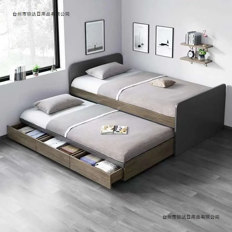 Multifunctional child and mother bed Tatami integrated trailer bunk bed Double bed Second floor telescopicStorage drawer
