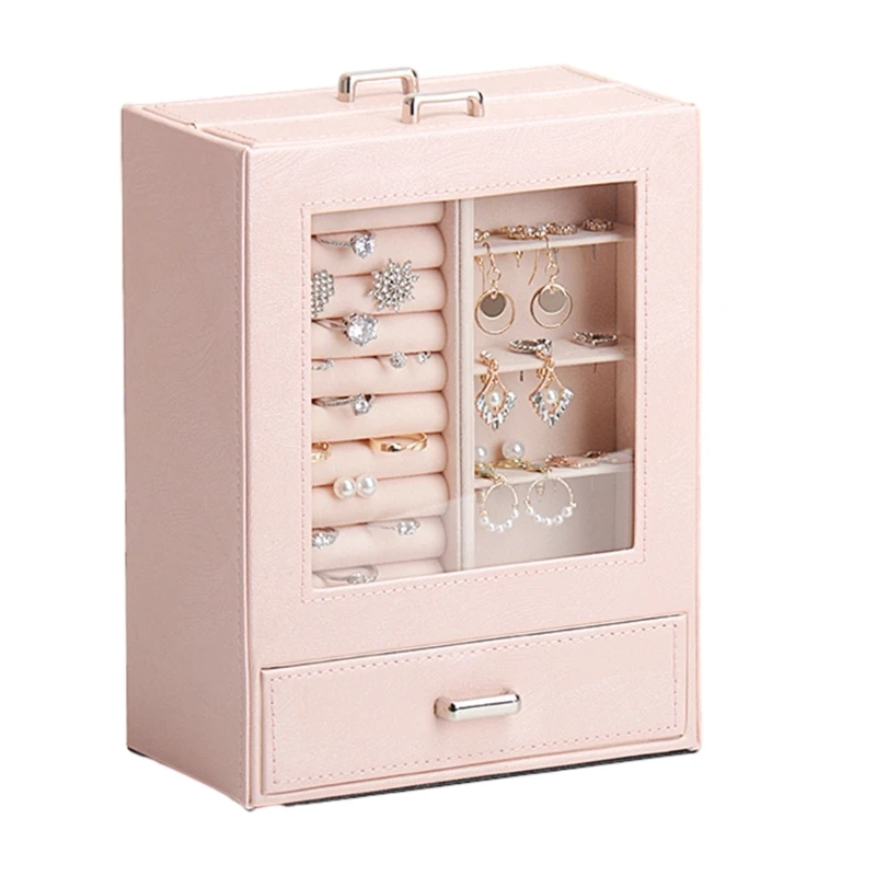 Jewelry Box Leather for Women Storage Case Jewelry Holder for Necklace Earrings Dropship