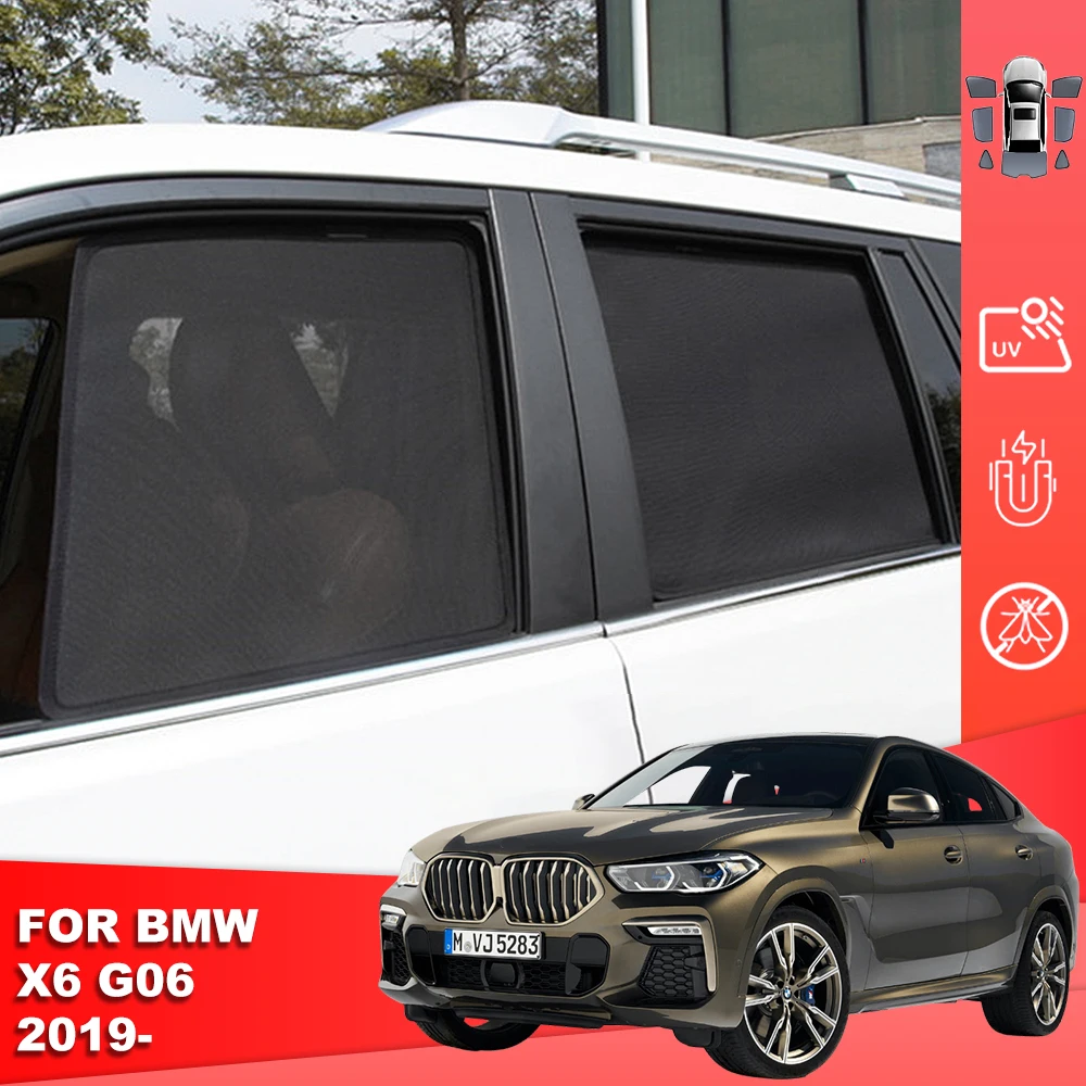 

For BMW X6 G06 F96 2020-2024 Magnetic Car Sunshade Shield Front Windshield Curtain Rear Side Baby Window Mesh Sun Shade Visor