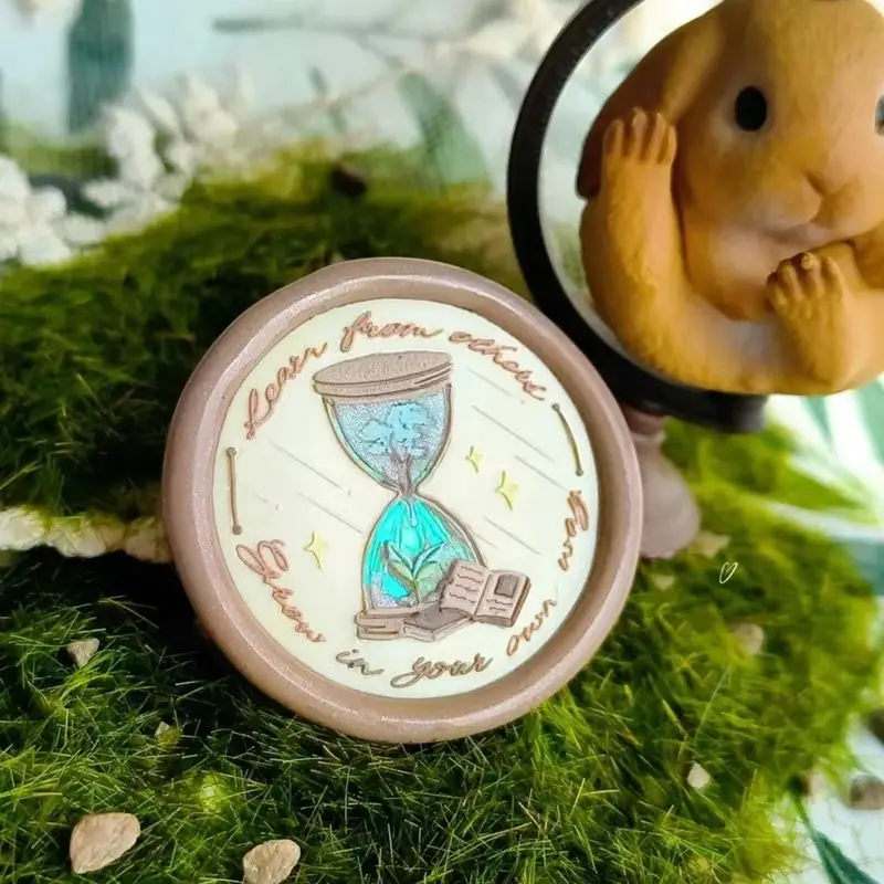 Timbri creativi Lacca Sigillo Lettore musicale Timbro Testa in bronzo Giocattolo con peonia Pesca Design Alieno Rilievo Creativo Fai da te Arti e mestieri