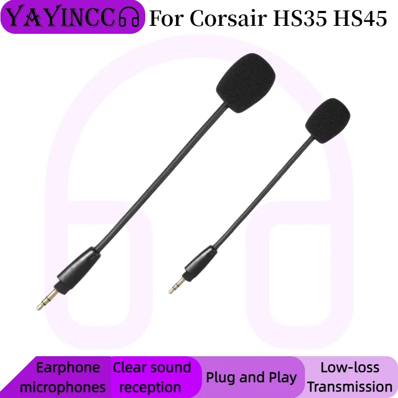 

YAYINCC Replacement Gaming Mics 3.5mm Game Microphone For Corsair HS35 HS45 Detachable microphone rod plug and play MIC