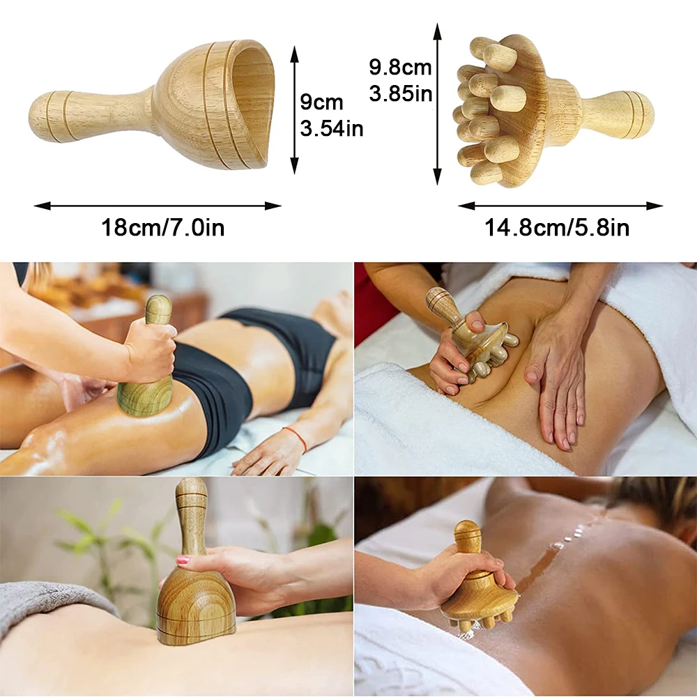 Wooden Swedish Massage Cup Mushroom Massager Wood Therapy Massage Tools for  Anti Cellulite,Lymphatic Drainage,Muscle Relaxation