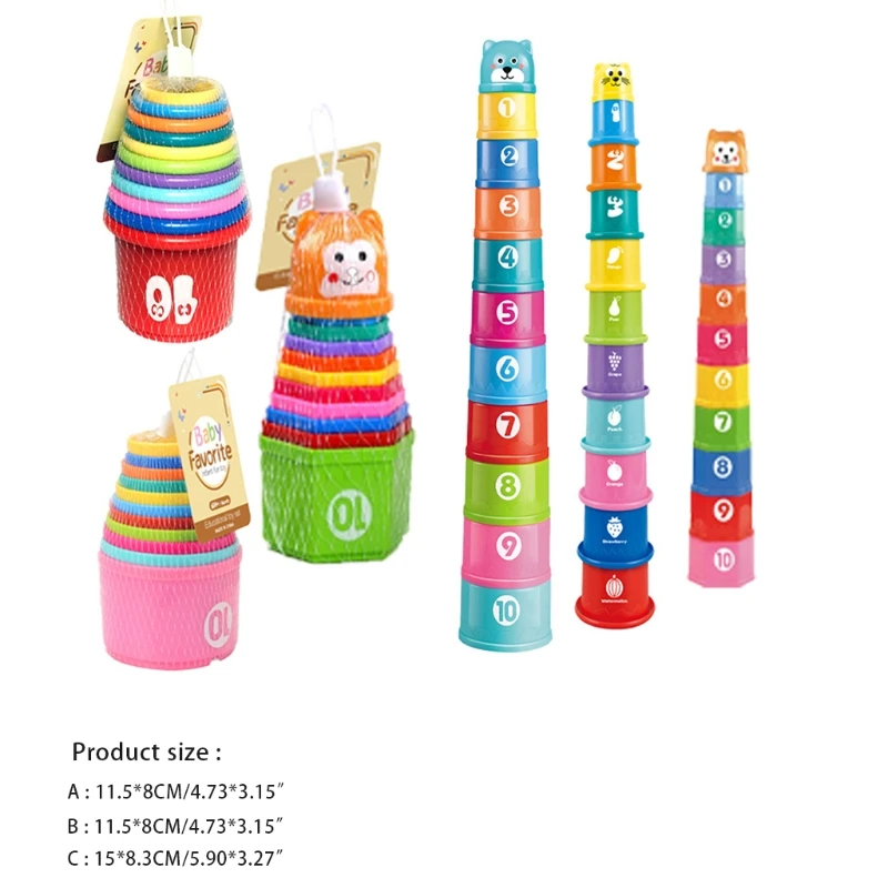 Kinder Tisch Spielzeug Nette Regenbogen Tassen Turm Baby Indoor Spielzeug Tasse Interaktive für Spielen Indoor Spiele Werkzeug