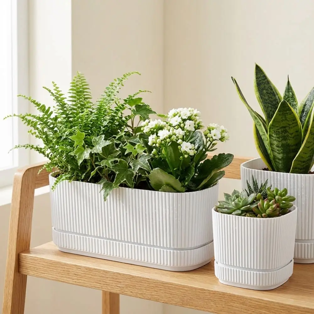 Double Layer Self Watering Flower Pot with Drainage Hole Plastic Lazy Plant Pot Large Capacity Thickened Flower Planter
