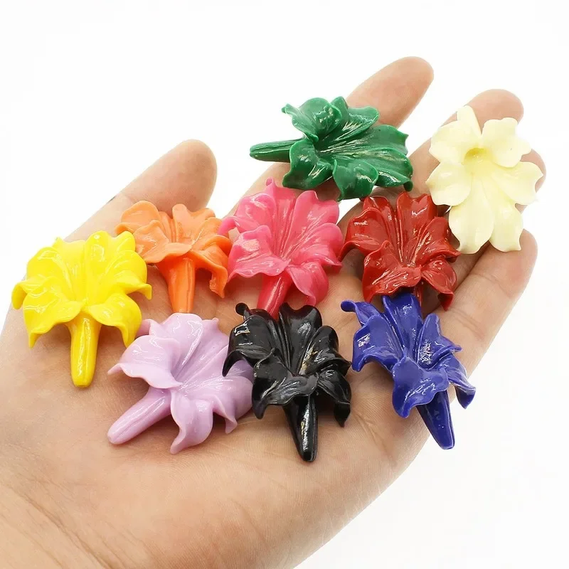 5pcs Imitation Coral Resin 24*31mm Morning Glory Flower Loose Beads Charm Women Jewelry Making DIYNecklace Earrings Accessories