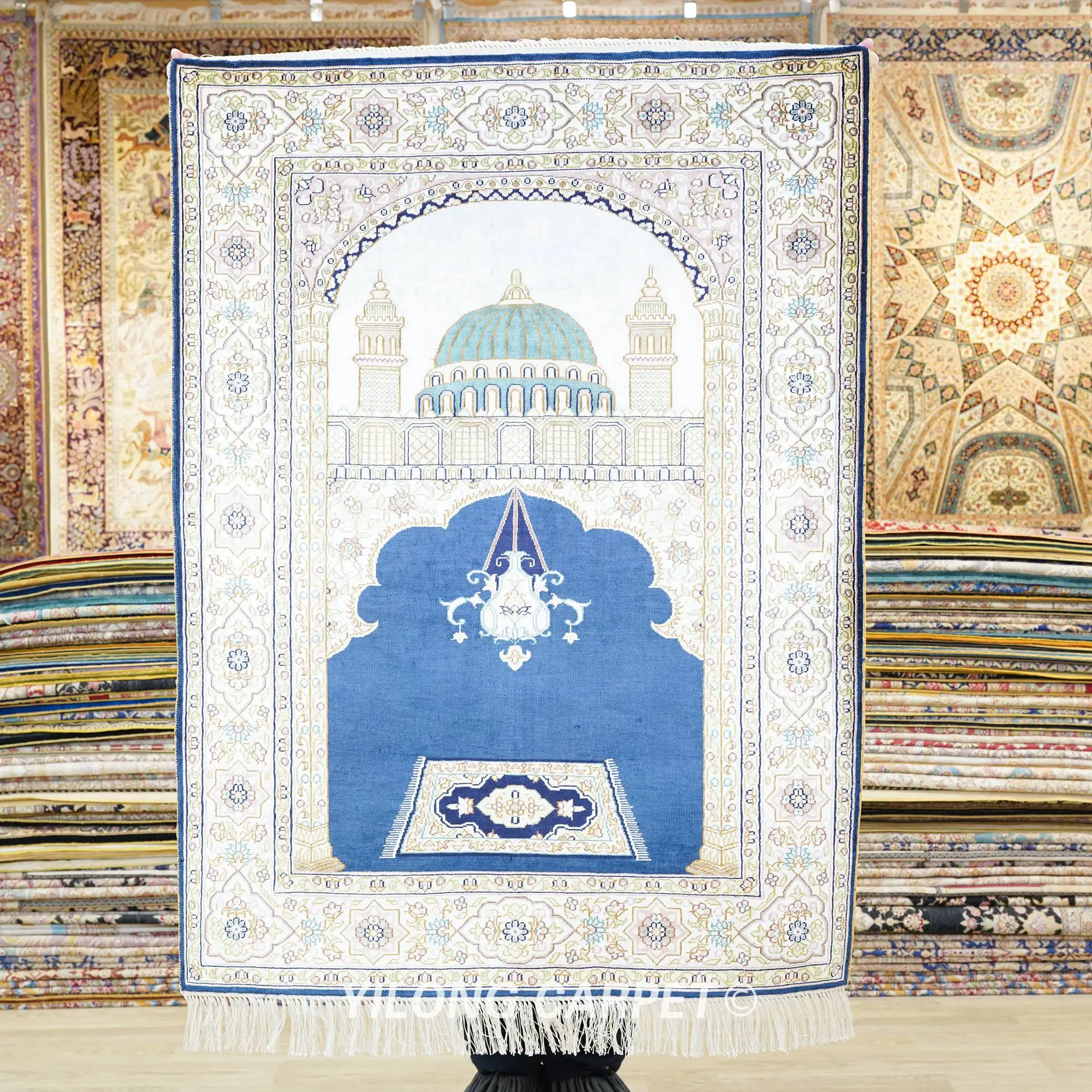 85x122cm Persian Silk Area Rugs Traditional Handmade Oriental Prayer Carpet Tapestry (LH66B)