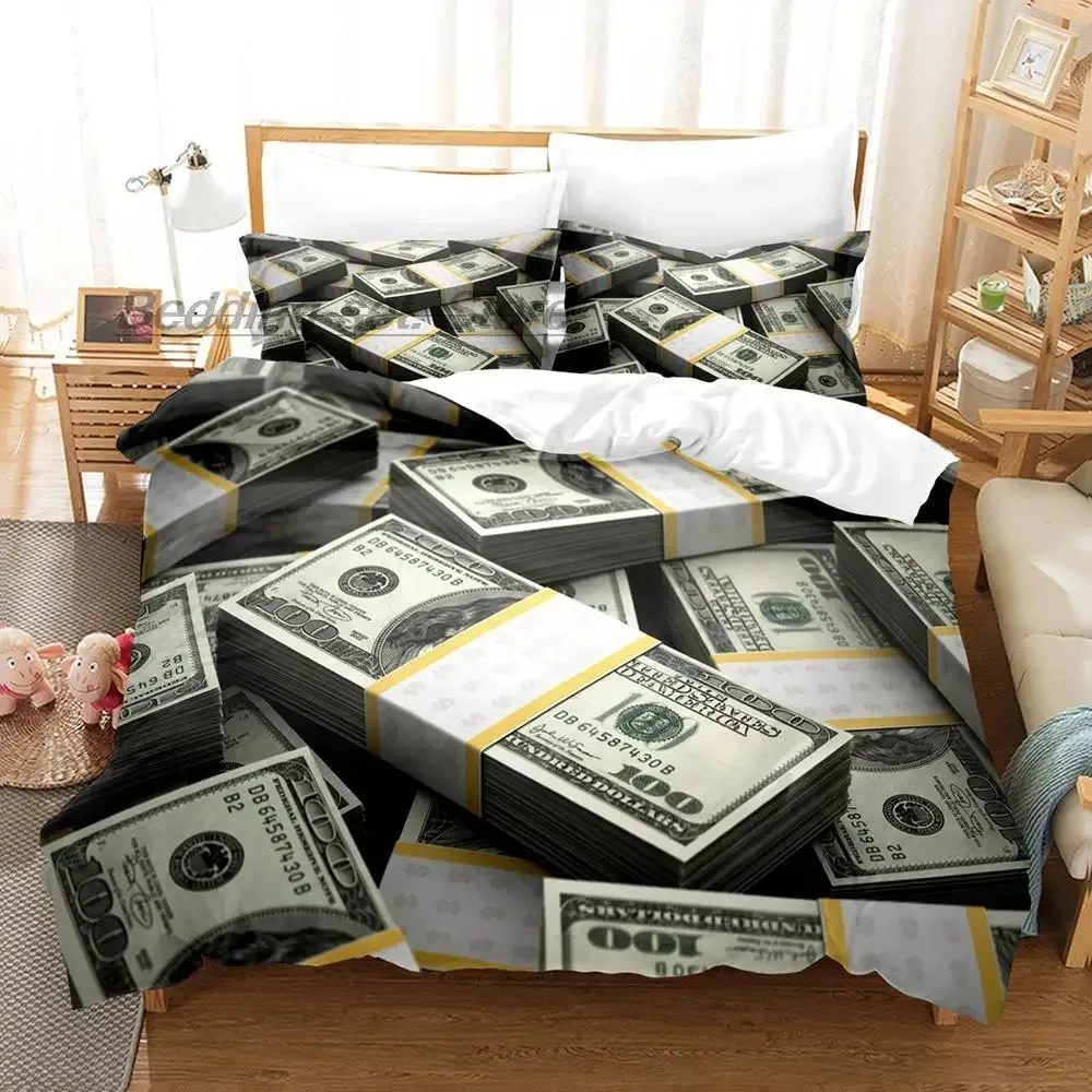 

Dollar Bedding Set Single Twin Full Queen King Size Bed Set Aldult Kid Bedroom Duvetcover Sets 3D Print Money bed sheet set