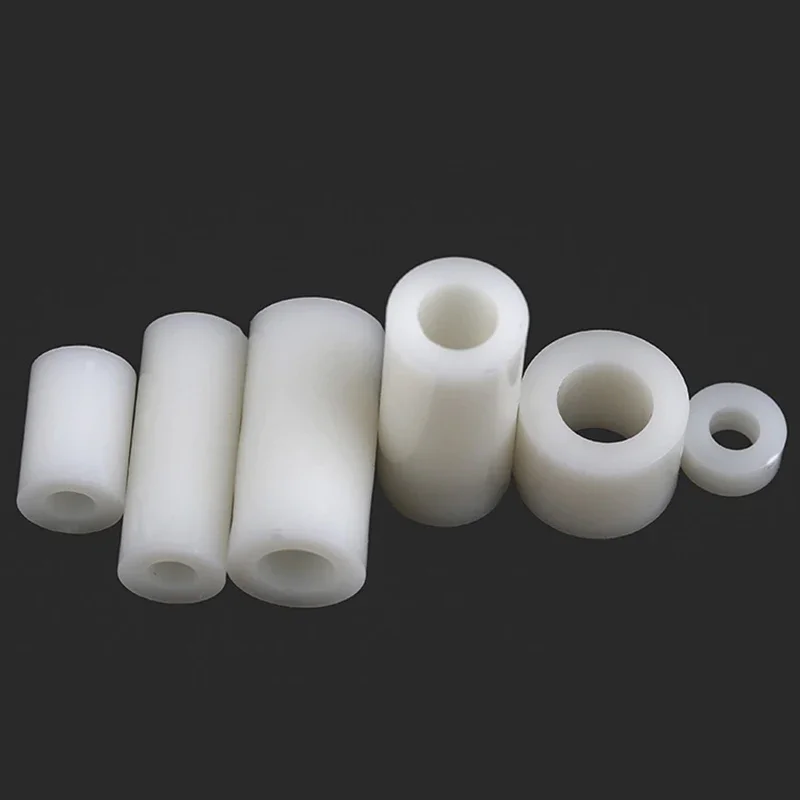 100pcs White ABS Non-Threaded Hollowed Nylon Spacer M5 M6 M9 M11 M14 M16 M18 Round Hollow Standoff Washer PCB Board Screw