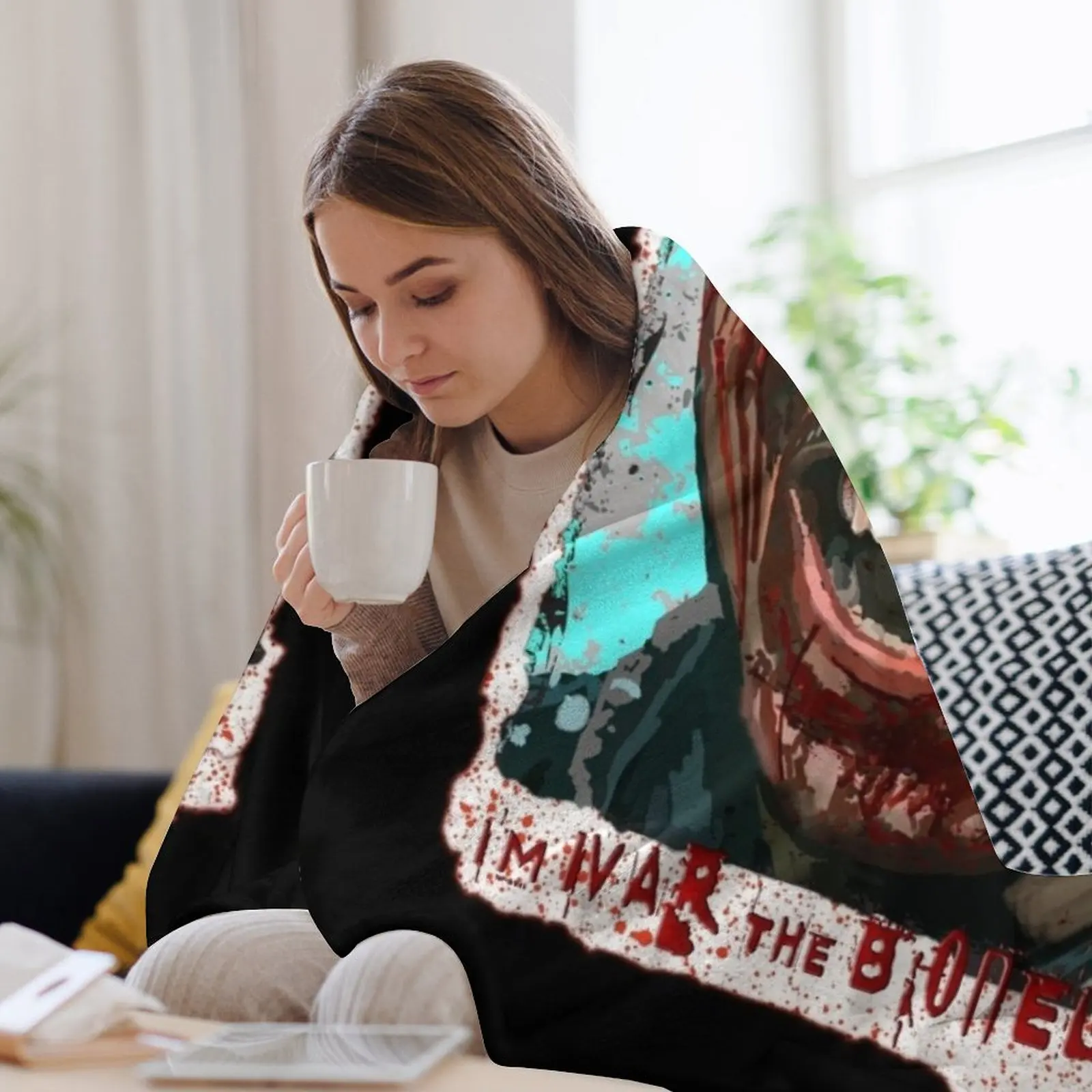 بطانية رمي لوحة Ivar the Boneless Viking King، أرائك عصرية كبيرة ناعمة للهالوين، بطانيات أنعمة للهالوين #3