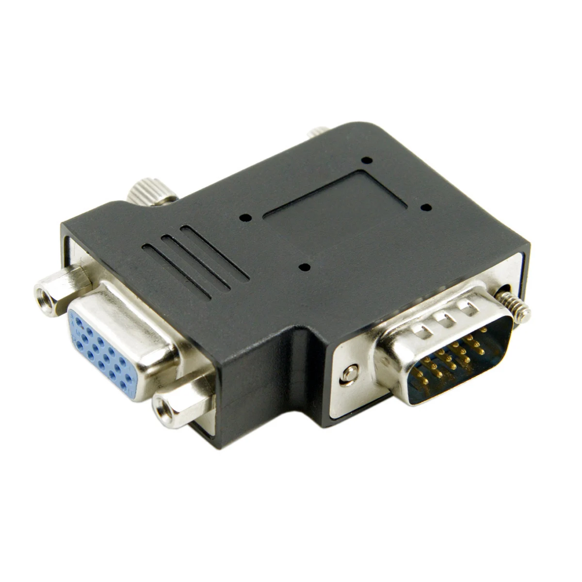 Cablecc-Adaptador de extensión VGA SVGA macho de 15 pines a hembra, convertidor Vertical plano en ángulo recto de 90 grados, enchufe negro