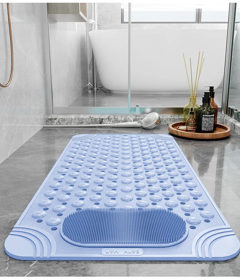 Hotel Home Anti-Slip Bathroom Mat with Suction Bathroom Carpet Silicone PVC Shower Anti Fall Foot Mat Floor Blankets