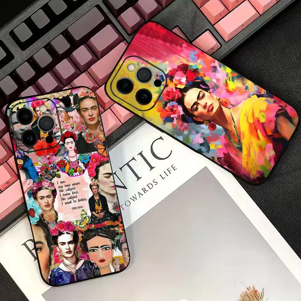 

Fridas Art K-Kahlo Phone Case For iPhone 17, 16,15,14,13,12,11 Plus,Pro Max, Others Soft Black Cover