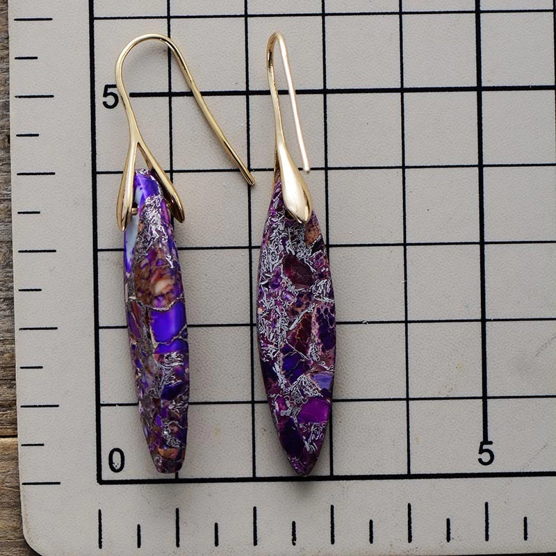 Leaf Design Emperor Stone Pendant Earrings Popular Natural Stone Jewelry for Women in Europe and America Personalized Earrings
