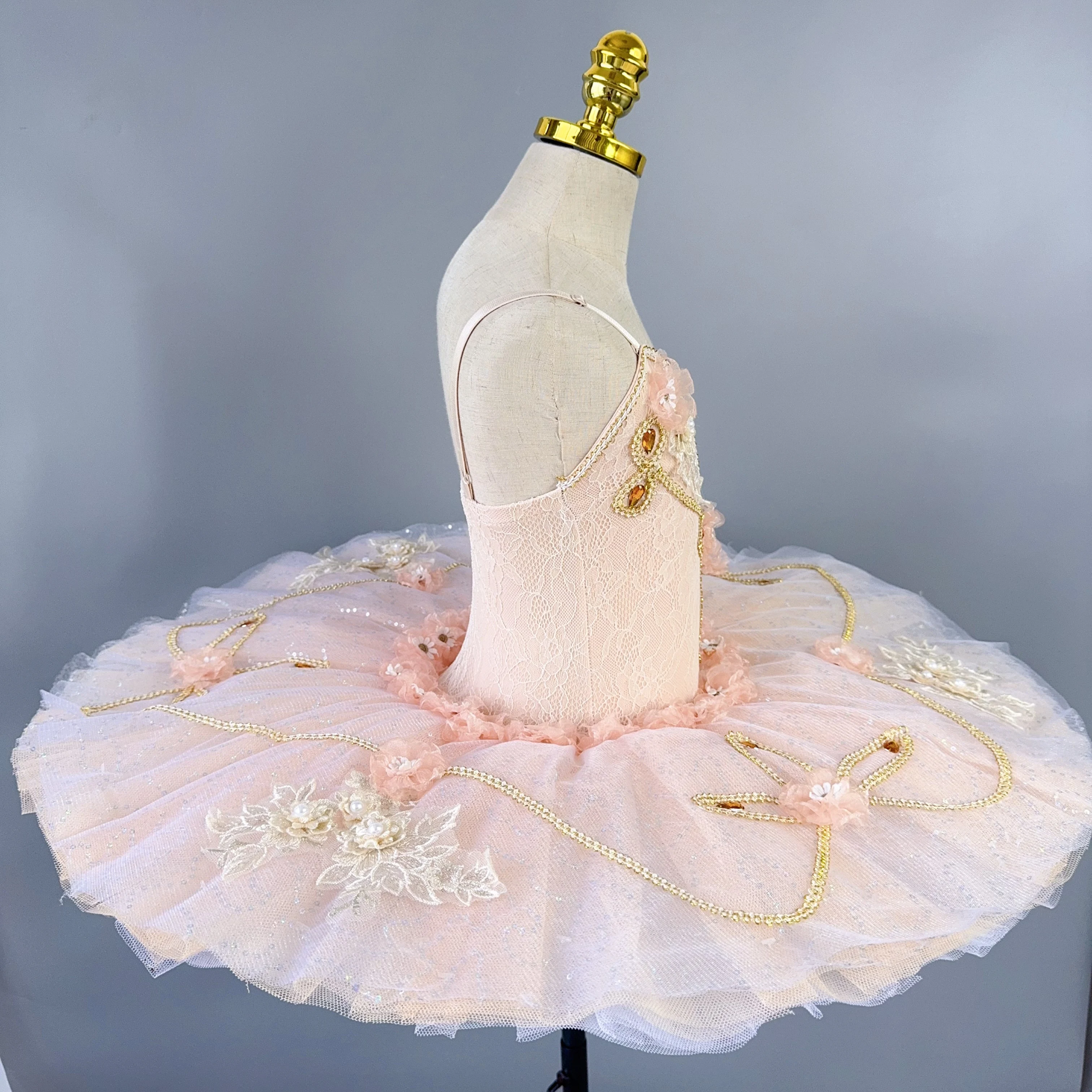Kids Sequin Lace Professional Ballet Tutu Dress Girls Swan Lake Pancake Tutu Ballerina Dress Dance Costumes Child Ballet Clothes