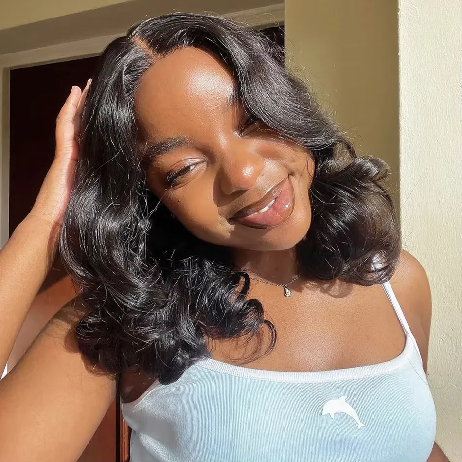 

250% Density Short Bob 13x4 HD Lace Front Human Hair Wig Loose Wave Brazilian Glueless Lace Frontal Closure Wig For Women