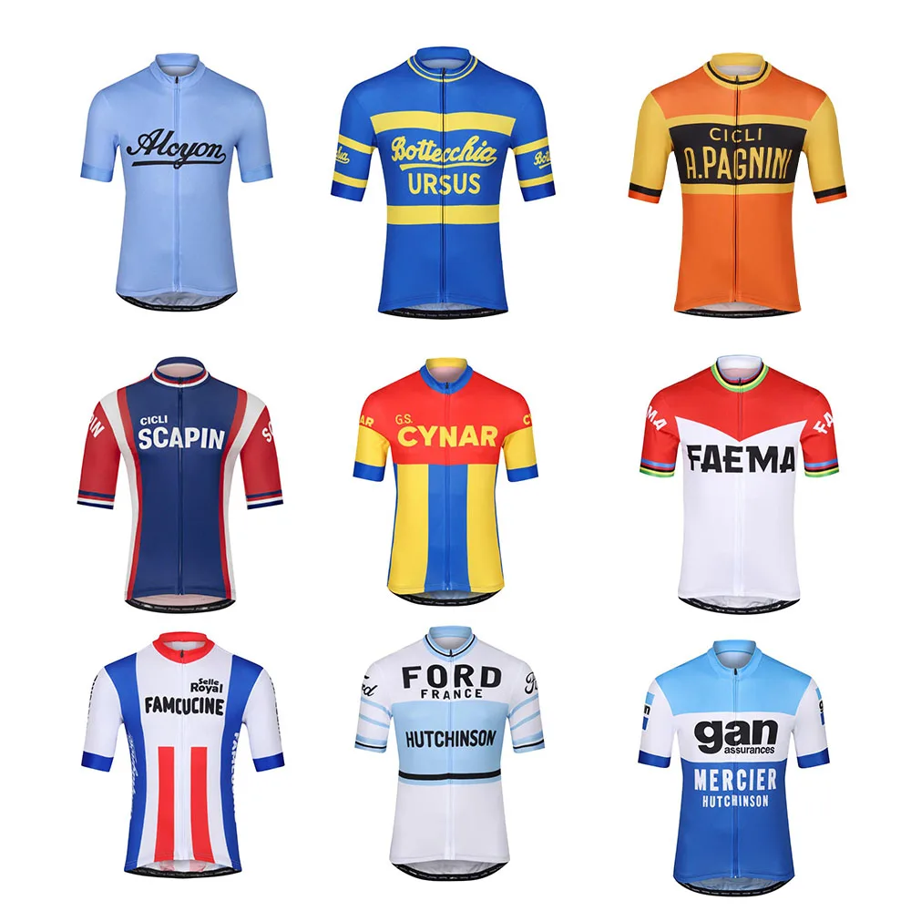 Multi Styles Retro Cycling Jersey Men Summer Short Sleeve Bike Top Clothes Road Wear