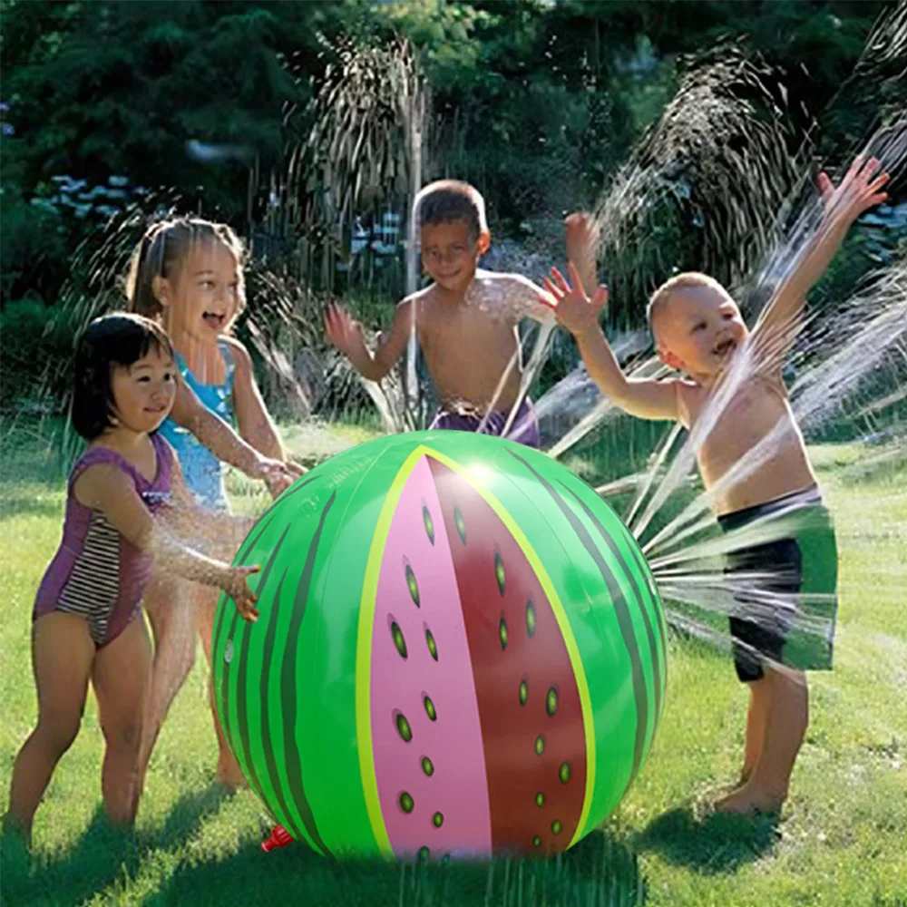 

Cheap Outdoor Inflatable Watermelon Sprinkler Ball Kids' Beach Ball Waterballoon Reusable Water Balloons Water Spray Toy
