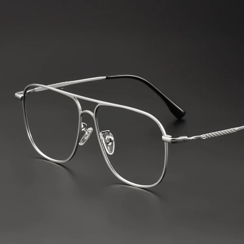 Double Beam Glasses Frames Business Casual Temperament Ultralight Titanium Retro Large Frame Eyeglasses Tide Fashion Spectacle