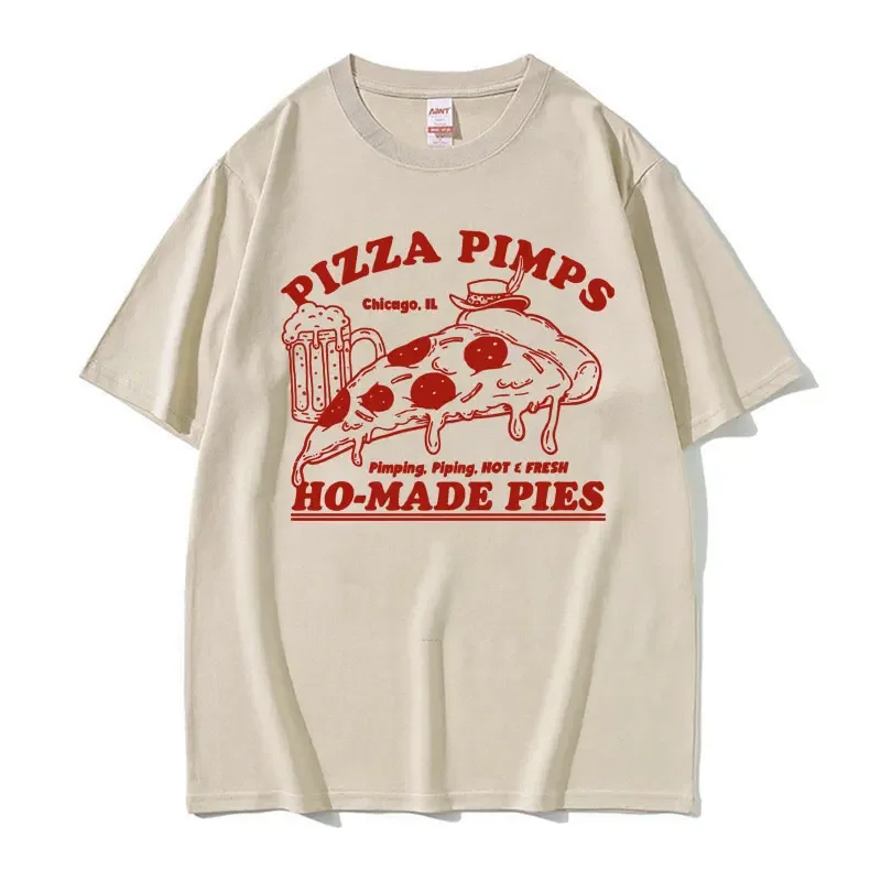 Grappig Retro Pizza Restaurant Meme Grafisch T-Shirt Mannen Vrouwen Mode Trend Oversized T-Shirts Zomer Katoen Hoge Kwaliteit T-Shirts