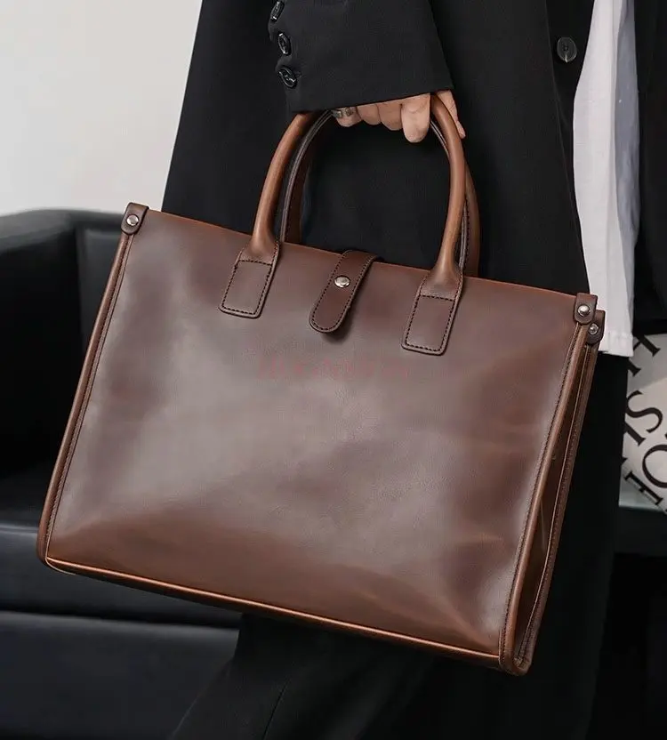 

1 шт. горизонтальная кожаная мужская сумка в стиле ретро, легкая деловая мужская сумка для документов, сумка для общественных документов, дорожная сумка для отдыха, сумка для компьютера