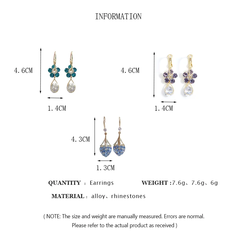 Exquisite Flower Dangle Earings Shiny Full Rhinestones Crystal Drop Earrings Women\'s Fashion Party Wedding Ear Jewelry Gifts K-