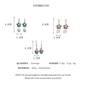 Required floral earrings for women, bright complete rhinestones, crystal earrings, ear jewelry, wedding party, fashion 12 Main Sales Strass Earring - №7