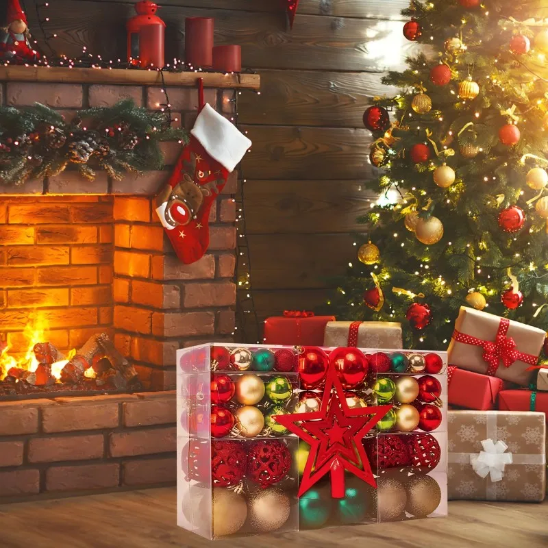 

SUNQUEEN Christmas Tree Decorations, 101Pcs Shatterproof Christmas Balls Set, Colorful Xmas Balls Ornaments for Holiday Wedding