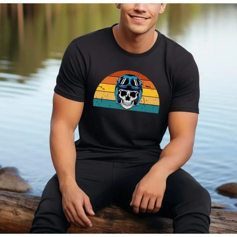 

Мотоциклетная футболка с черепом, мотоциклетная винтажная ретро забавная футболка