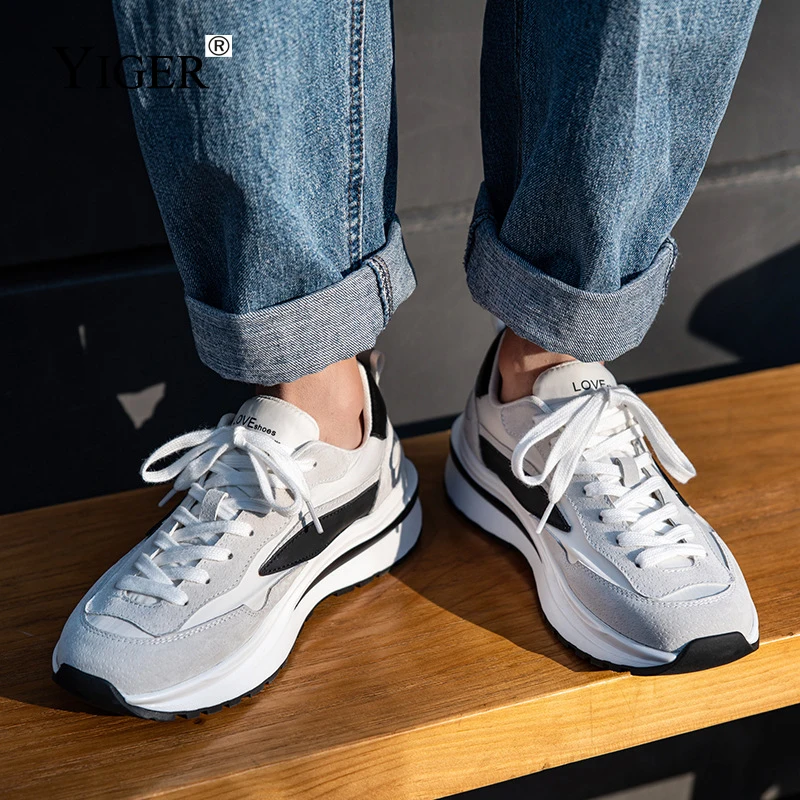 YIGER Men's Casual shoes Spring European and American sports shoes Heightened men's Pop shoes Korean version Perpetual shoes