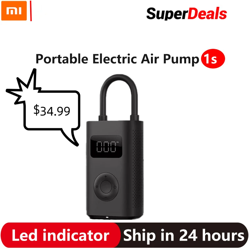 Портативный Электрический воздушный компрессор Xiaomi Mijia, умный цифровой датчик шин Mi, надувной насос 1S, опционально для автомобиля