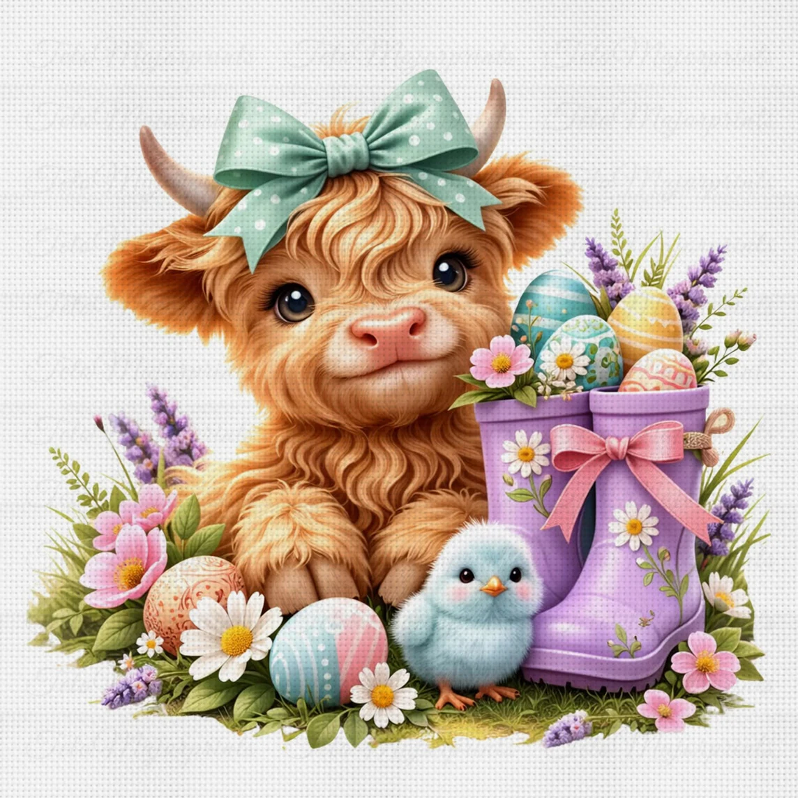 Spring Buddies Kreuzstich-Set zum Selbermachen, 11CT-Stickerei, Heimwanddekoration, Geschenk, handgefertigtes Material, rahmenlos, halbfertig, 36 x 36 cm