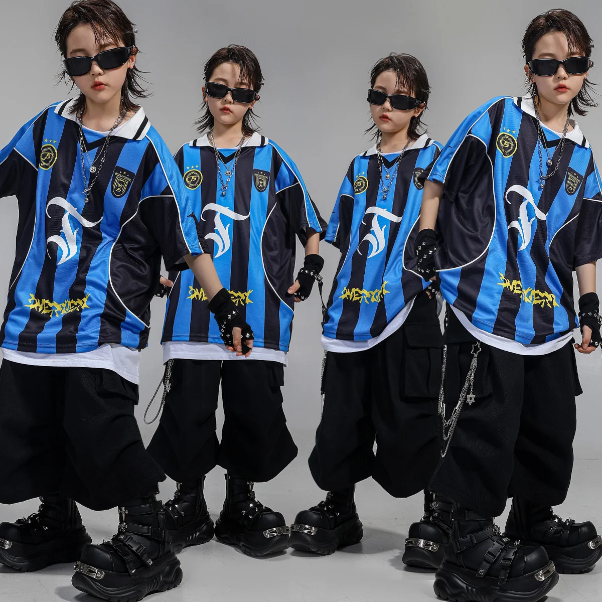 Camiseta holgada a rayas para baile de Hip Hop para niños, blusa de baile callejero para niñas, disfraces de K-pop, conjuntos de ropa, ropa de calle de Jazz para niños