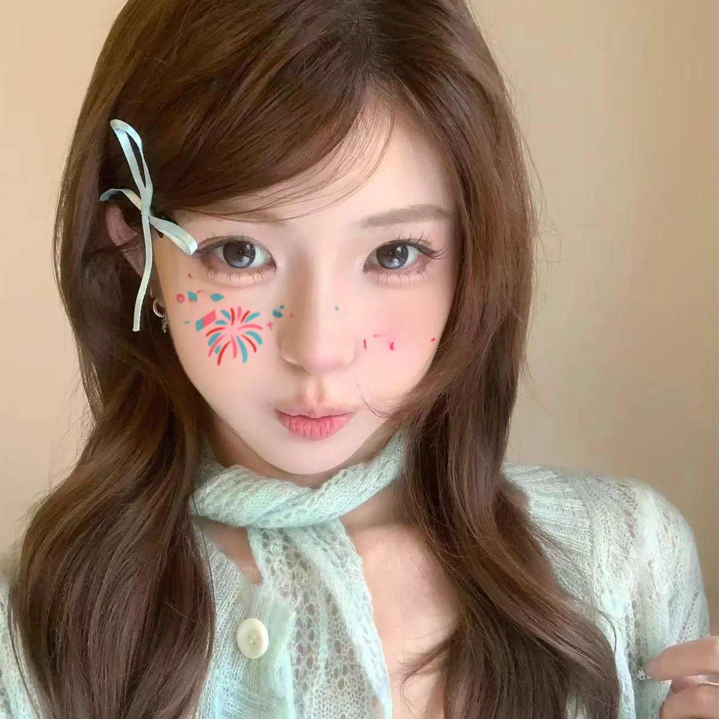 Dreamy Christmas Diamond Face Stickers Geometric Electronic Music Festival Firework Temporary Facial Atmosphere Decorations