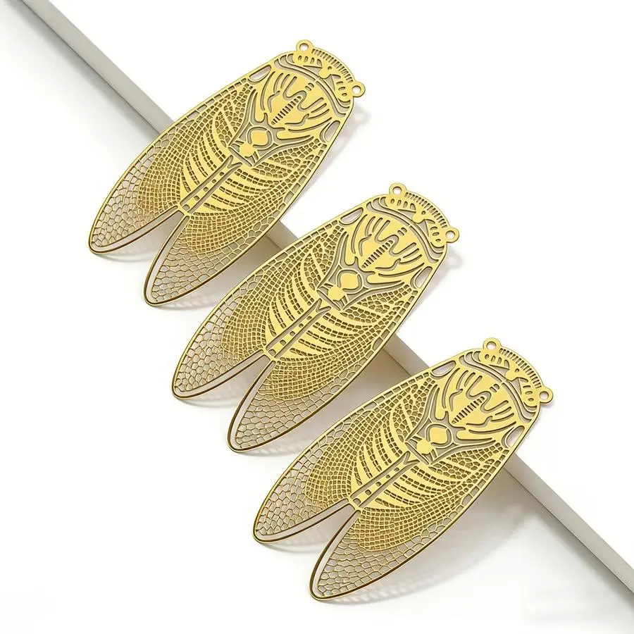 1/5/10/20/50/100pcs Exquisite Creative Golden Cicada Style Metal Bookmarks - Stainless Steel Material, Hollow Design, Ultra-Thin