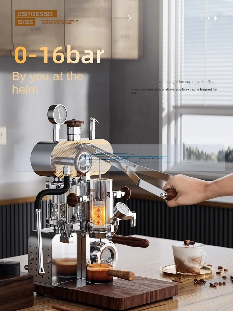 Hand Pressure Coffee Machine Household Espresso Coffee Machine Aleman Manual Pull Rod Steam Frothed Milk