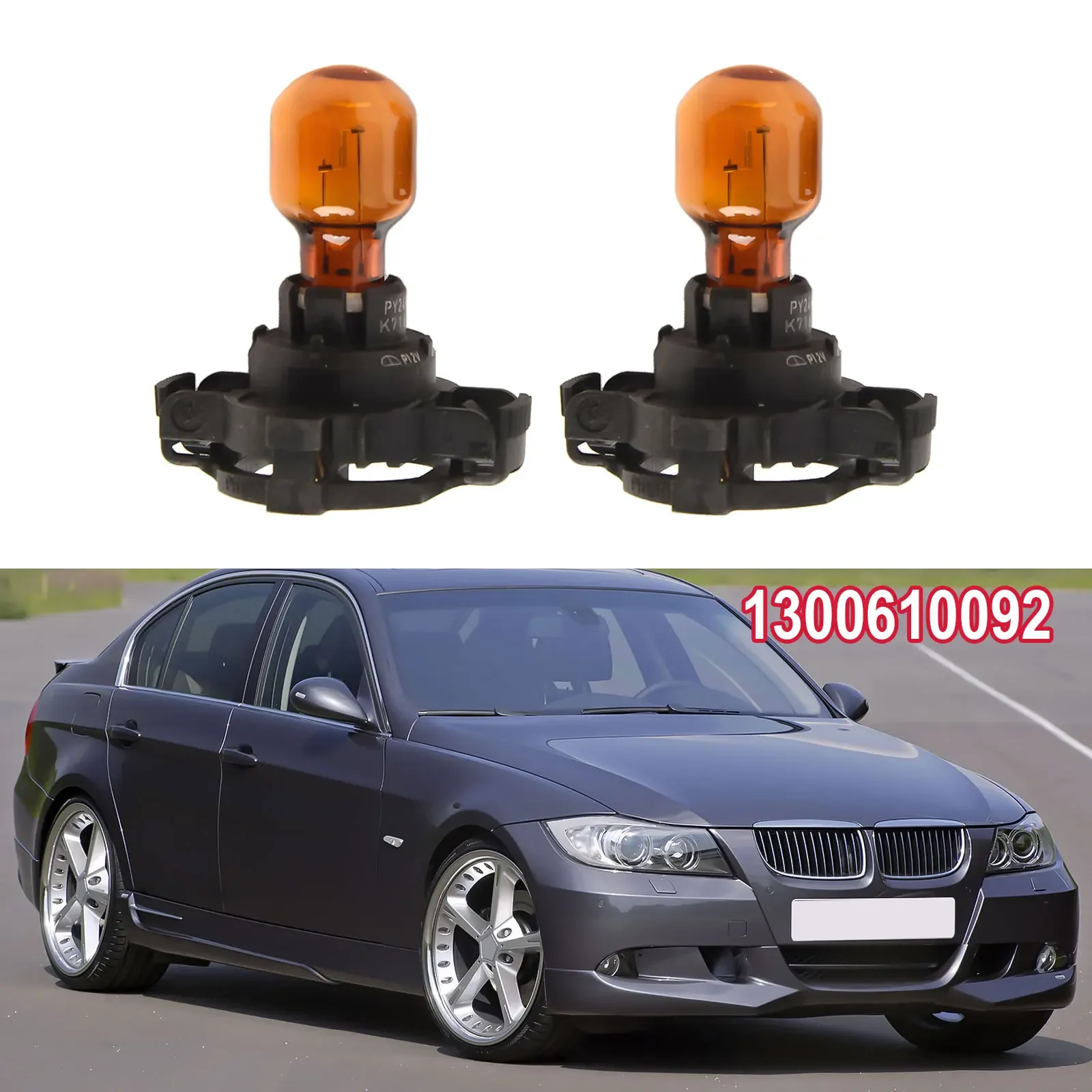 2Pcs Auto Front Turn Signal Light Lamp Set 1300610092 For BMW E90 E92 F07 F10 F32 F33 F36 Quartz Glasses PY24W 12V 4300K