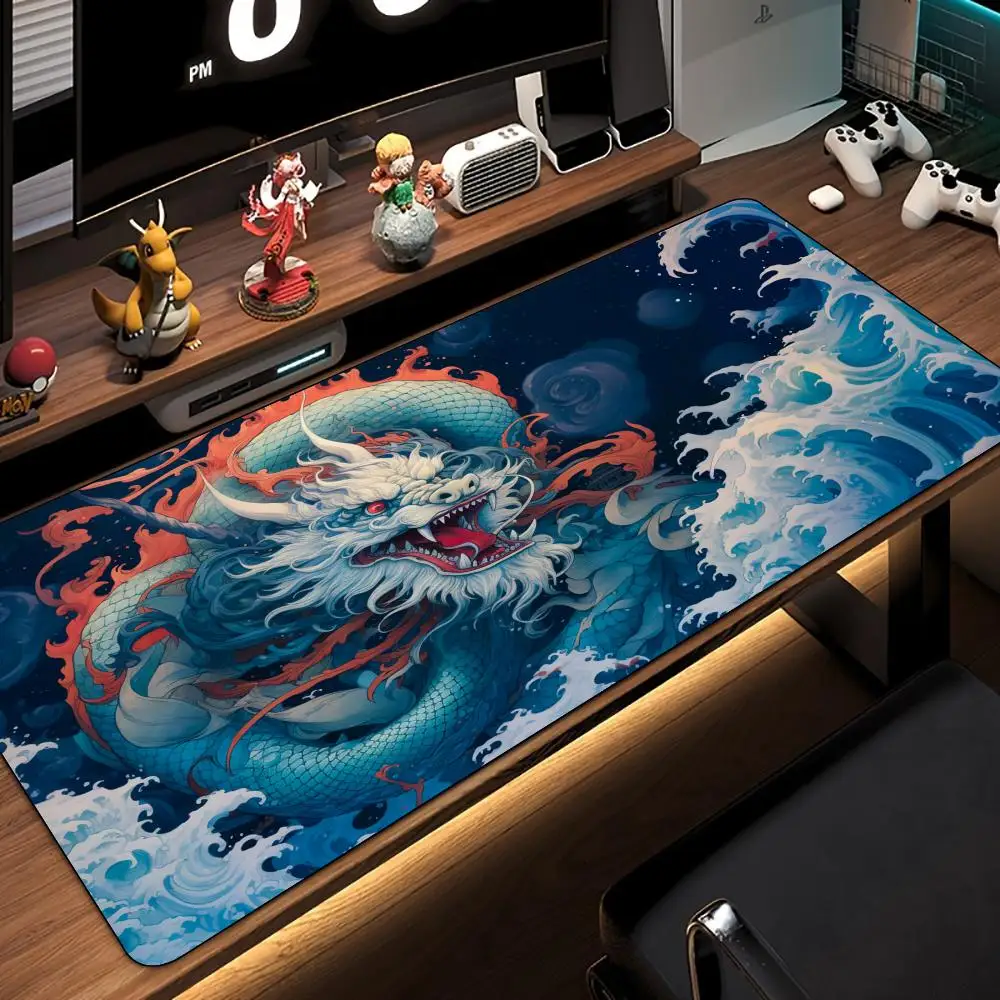 

Ukiyo-e Style Divine Dragon Pattern Design Коврик для мыши Настольный коврик Офисный коврик Аксессуары для ПК Клавиатура Расширенный коврик Игровые коврики Ковер