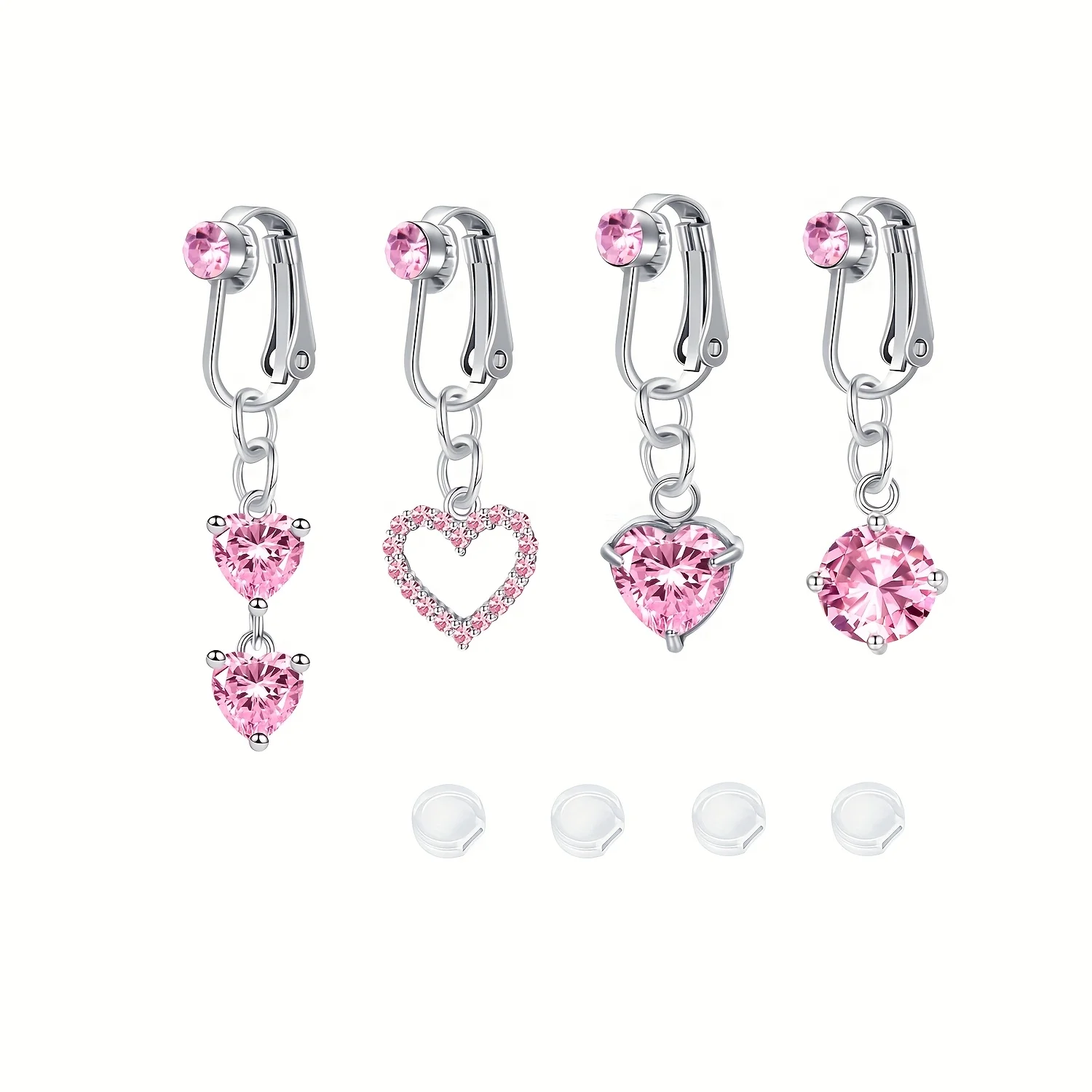 4pcs Boho Elegant Stainless Steel Fake Belly Button Rings