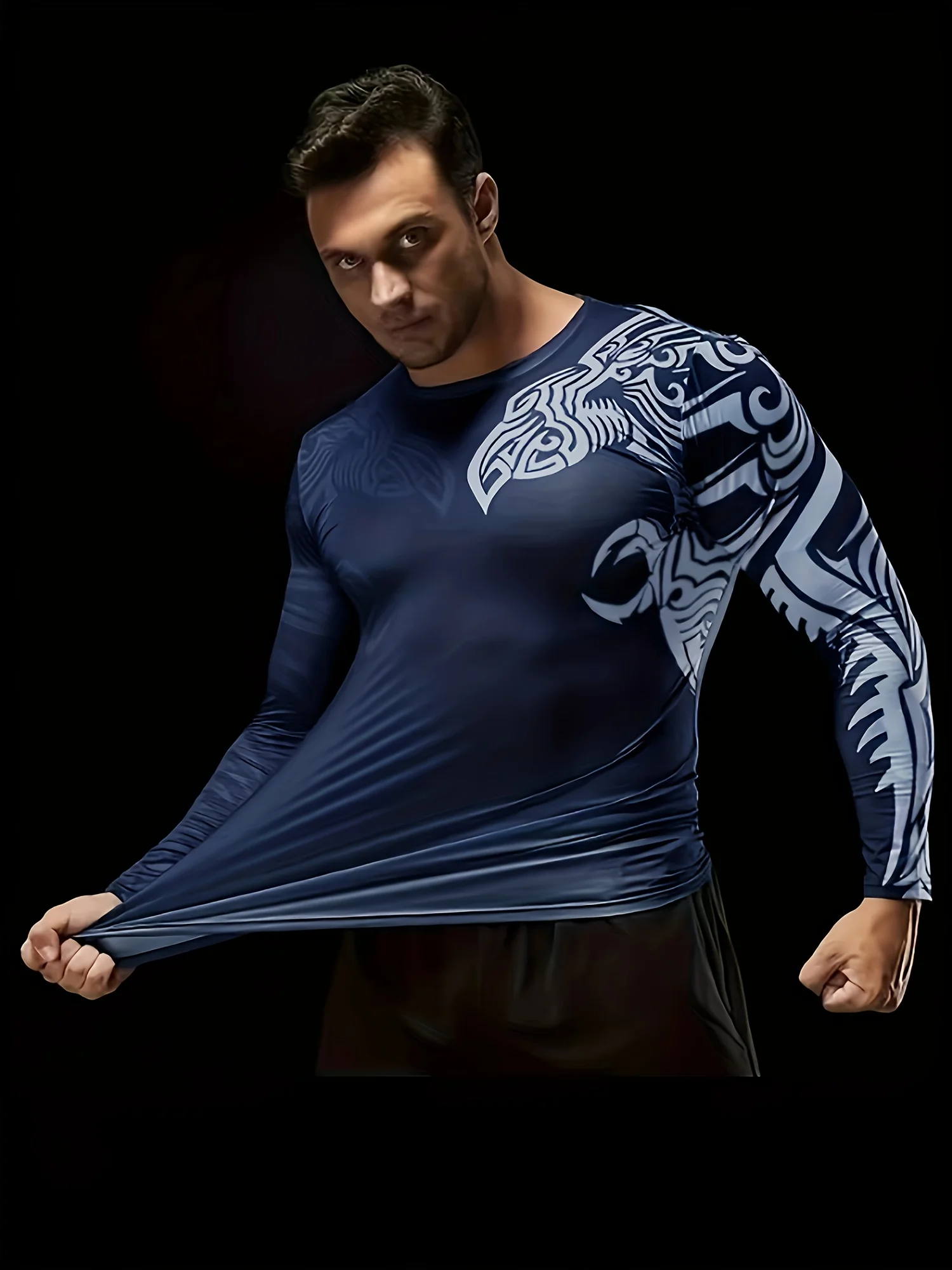 

Men's Fashion Animal Texture Print T-shirt For Spring/autumn, Oversized Casual Long Sleeve Bottoming Tees For Males,