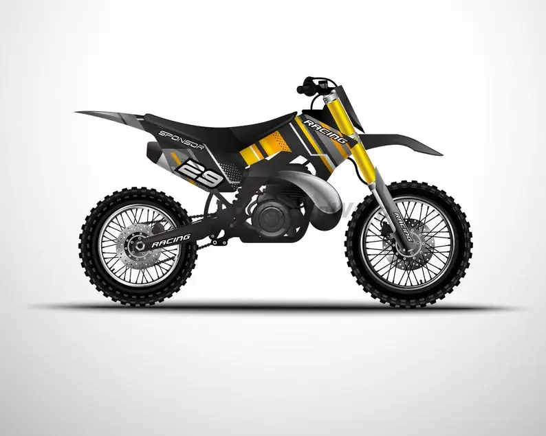 Motocross Dirt bike Template Mockup, Vehicle Wrap Design, Motocross Graphics, Bike vector, Dirt bike Stickers design, Mockup mot