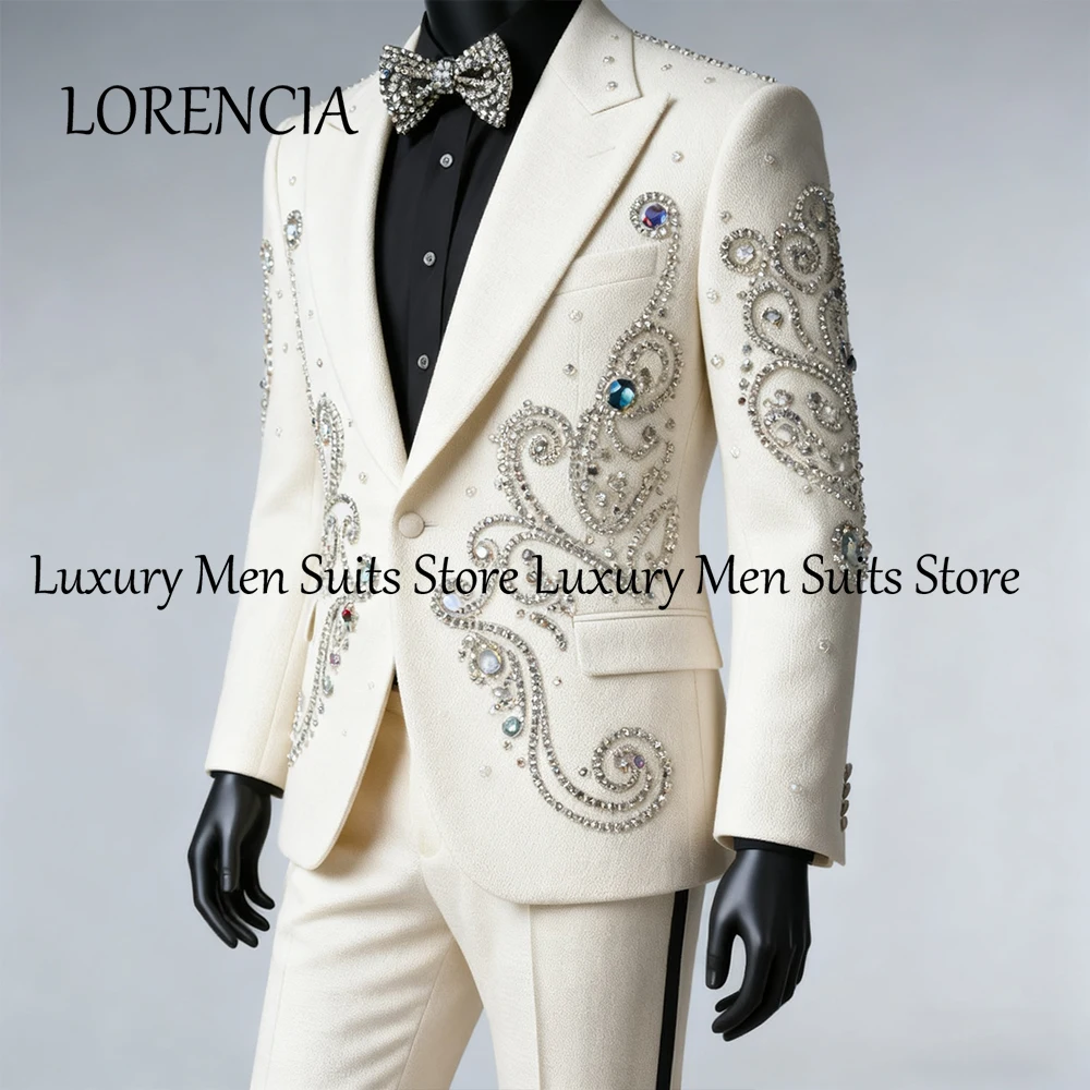 

Изысканные мужские костюмы с бриллиантами, комплект ювелирных смокингов из 2 предметов, наряды для свадебной вечеринки, блейзерные брюки по индивидуальному заказу, traje ju изменений masculino