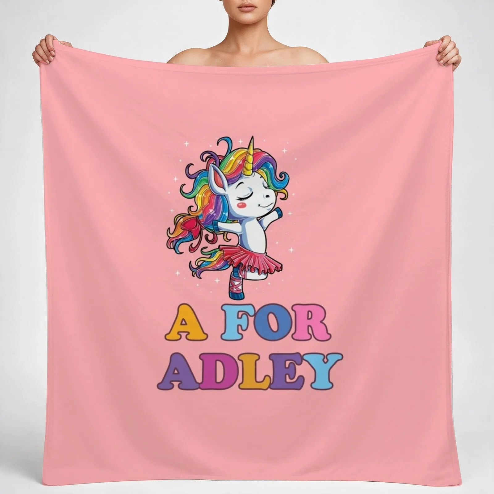 Adley's Playspace: A For Adley Unicorn Dancing Cute Throw Blanket couch cozy soft plush fuzzy picnic outdoor blanket
