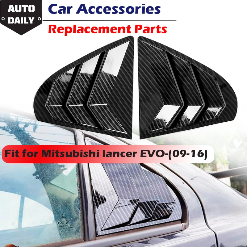 

Rear Quarter Side Window Louver Shutter Trim Spoiler Outlet Vent Panel Carbon Fiber Look Fit For Mitsubishi Lancer EVO 2009-2016